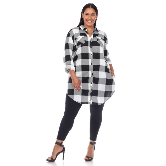 Plus Size Plaid Tunic Shirt - Picture 1 of 5